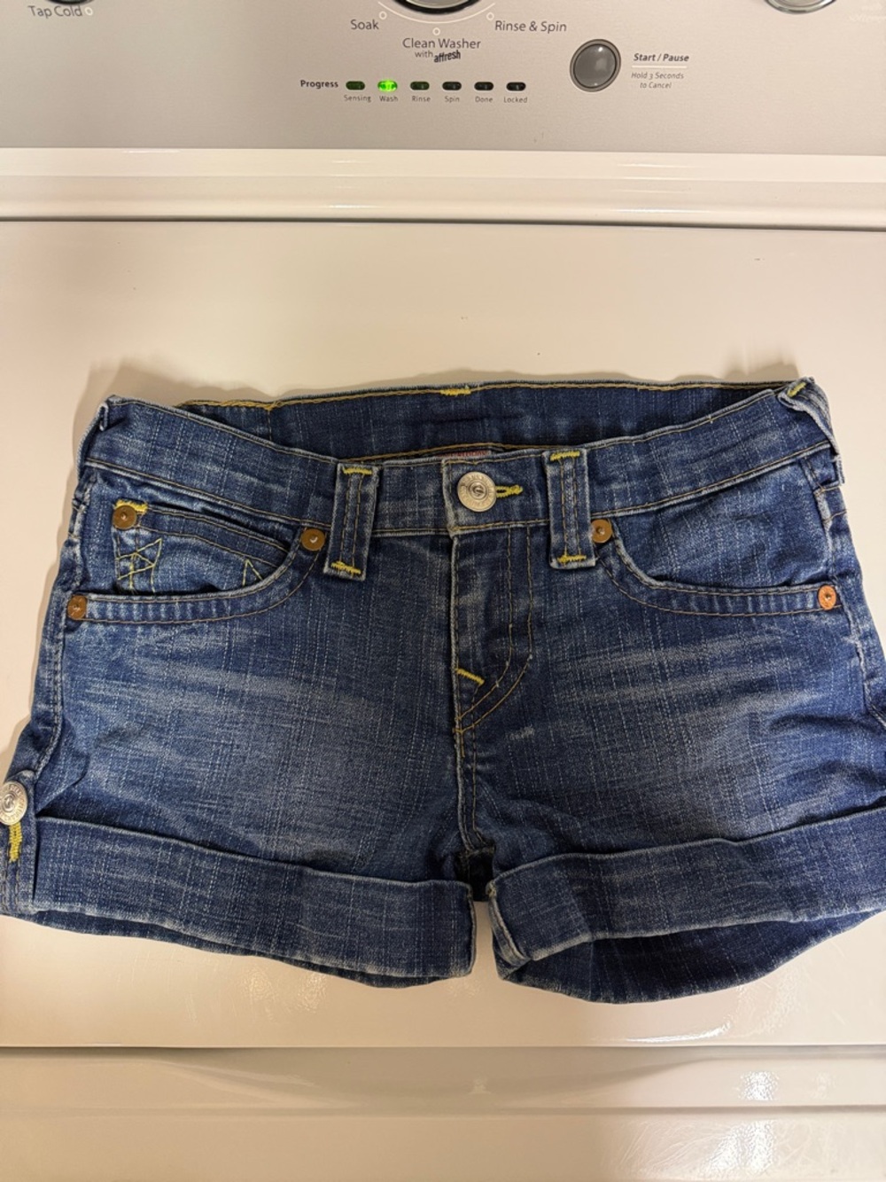 True Religion Dark Blue Denim Kids Cuffed Shorts